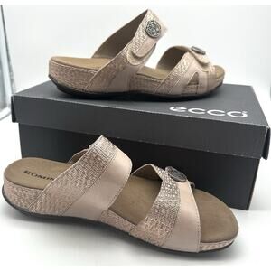 ECCO Romika Fidschi 22 Rose leather slide sandals -Sz EU40 US 9/9.5 Slip On NICE